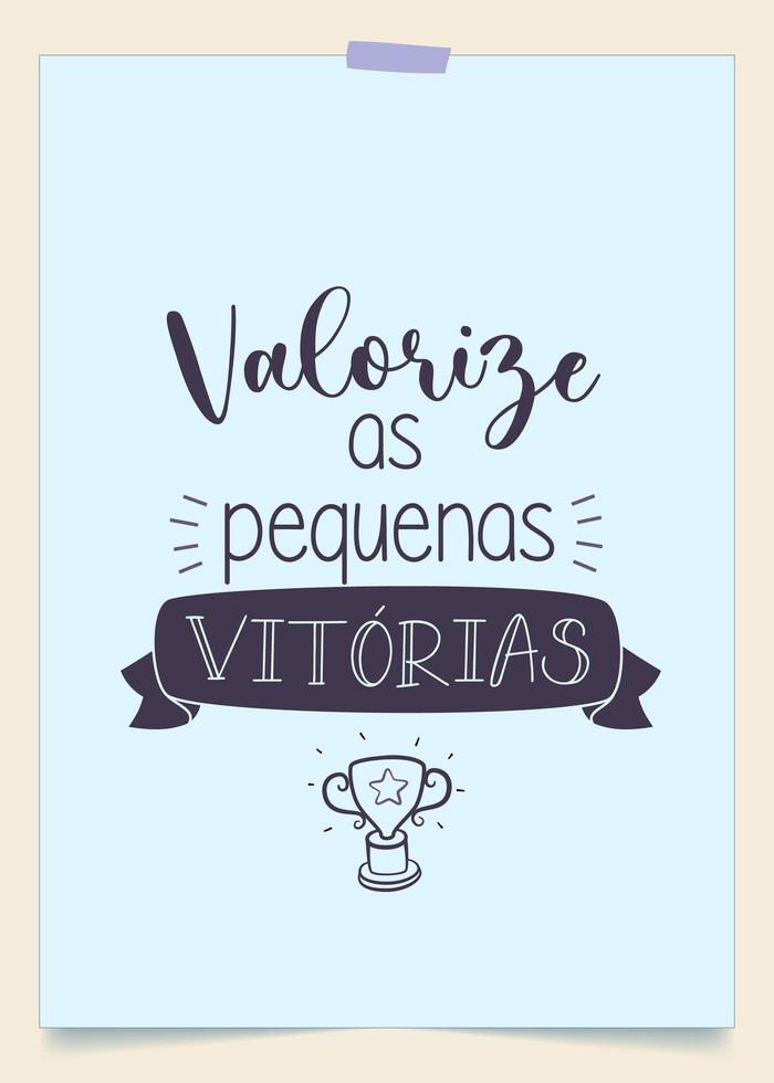 frase di vita della lezione portoghese brasiliano. traduzione - valorizza le piccole vittorie vettore