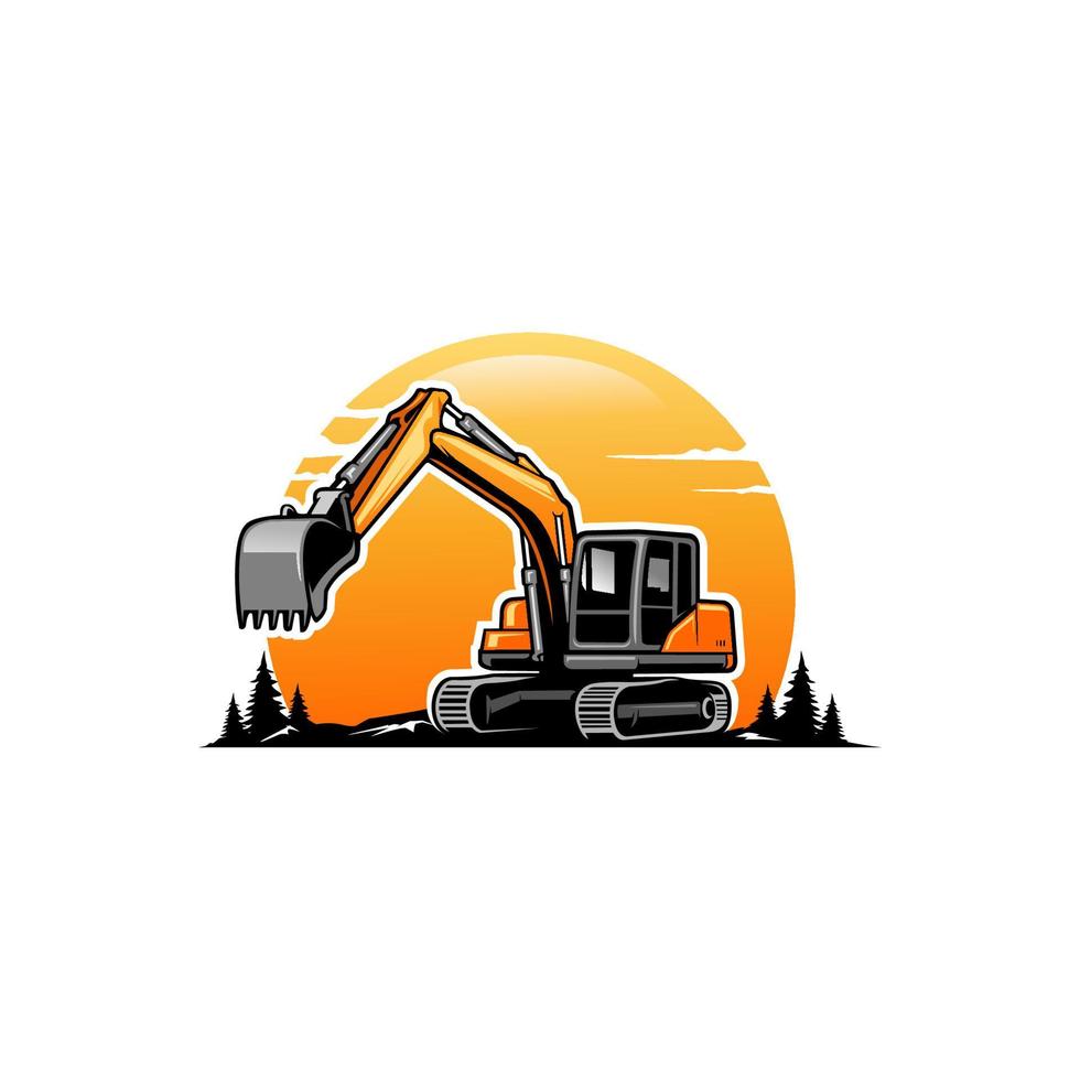 escavatore - costruzione di attrezzature pesanti - vettore logo movimento terra isolato