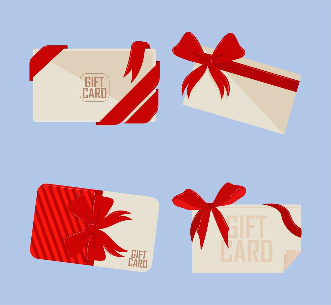 set di icone di carte regalo vettore