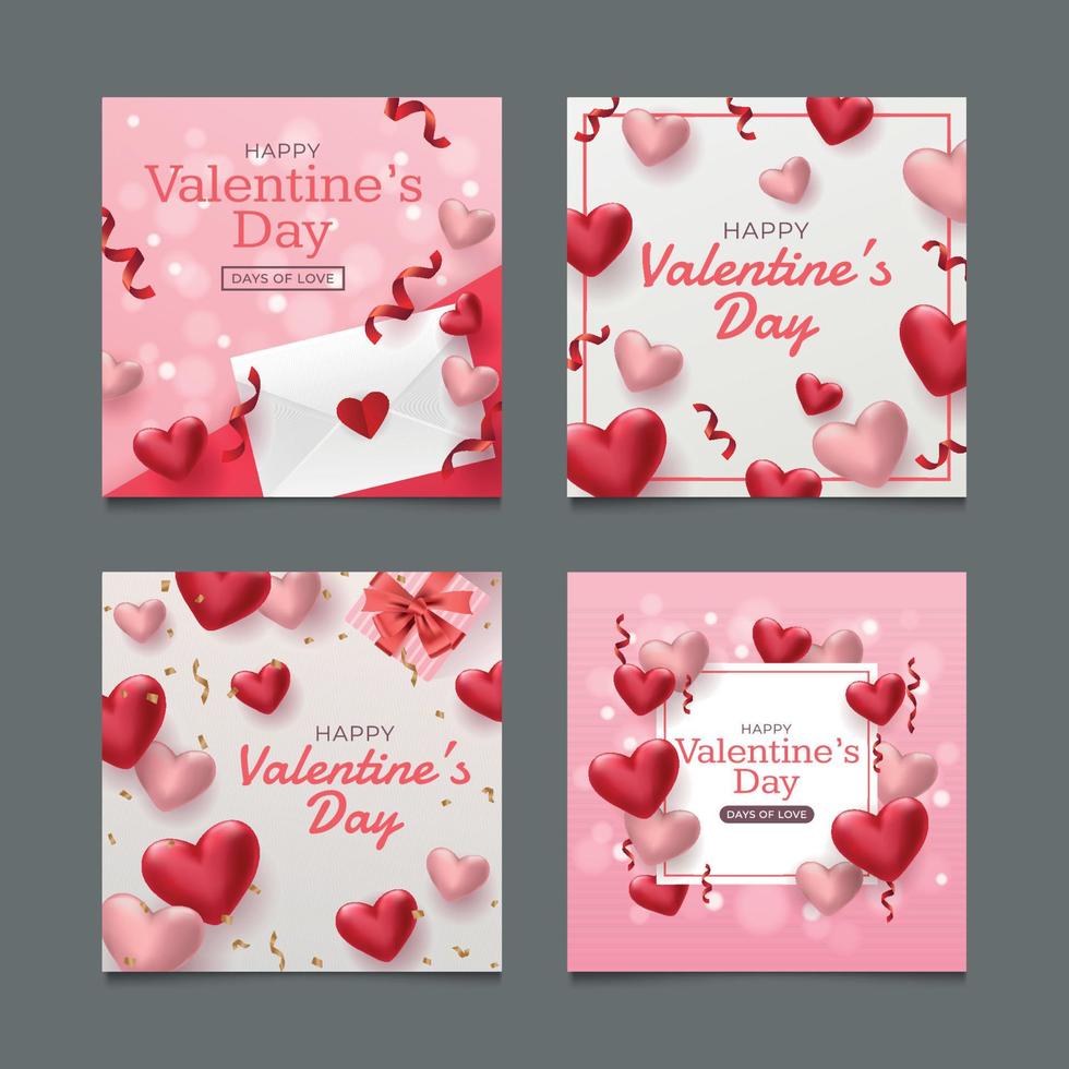 set di biglietti di san valentino vettore