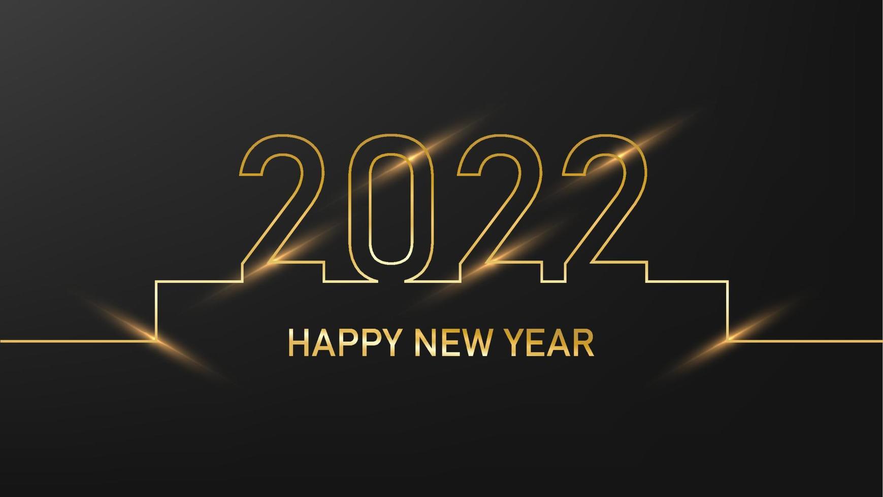 felice anno nuovo 2022. carta di colore dorato con sfondo di decorazione leggera vettore