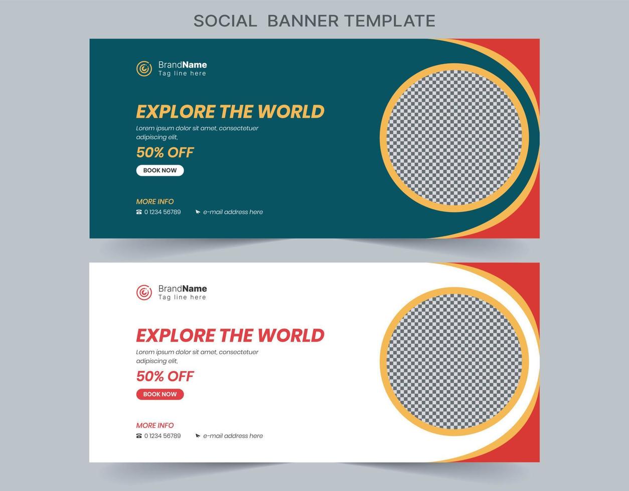 banner web marketing social media, design modello banner copertina marketing digitale vettore