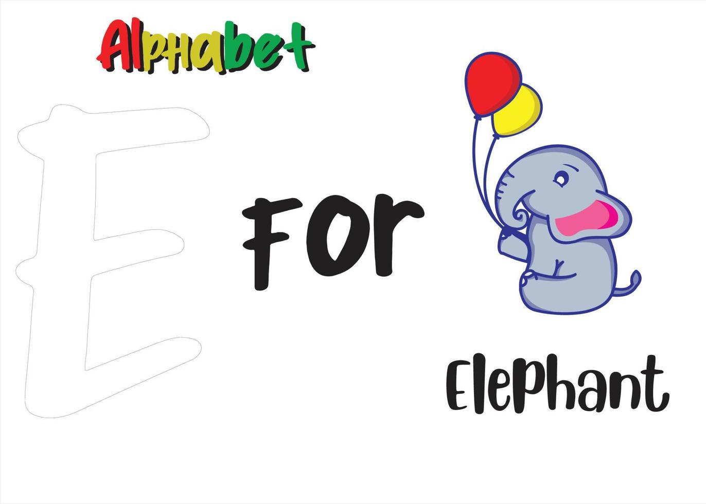 lettera e dell'alfabeto con elefante vettore