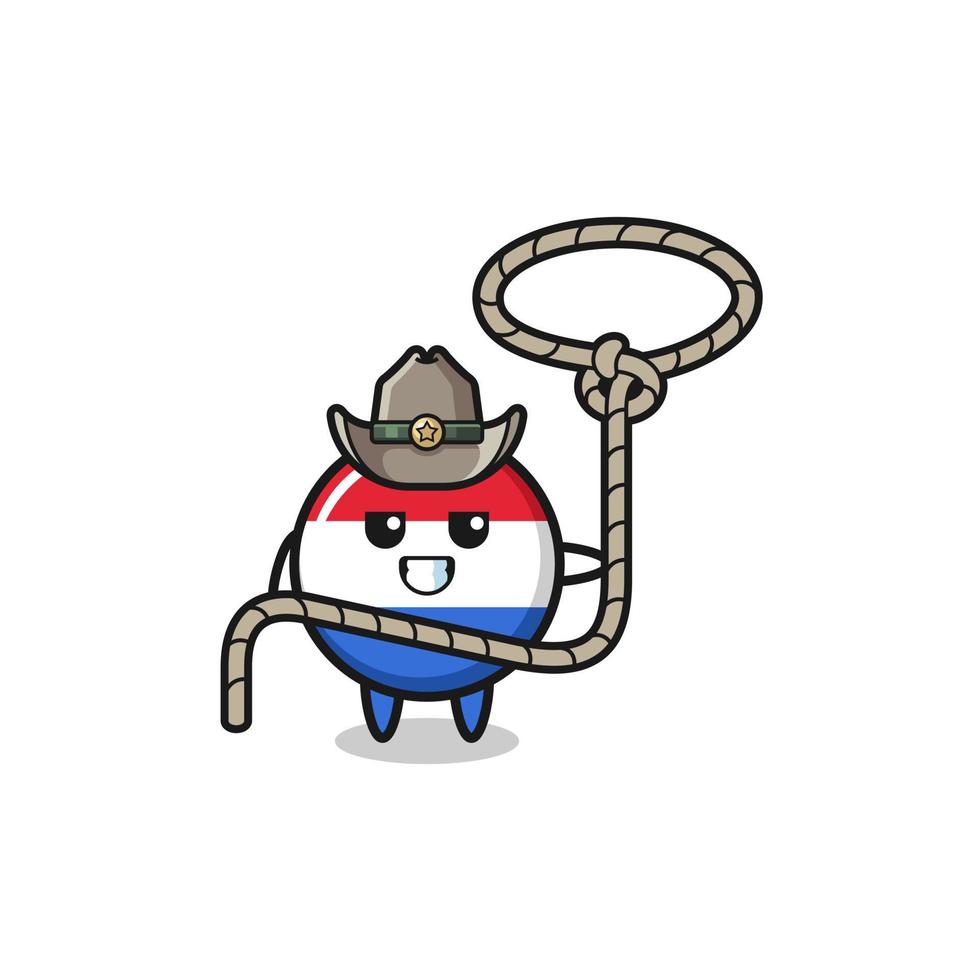il cowboy della bandiera dei Paesi Bassi con la corda del lazo vettore