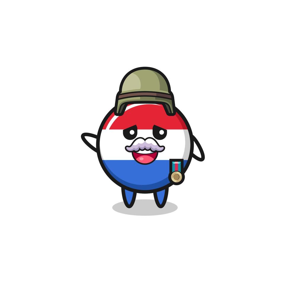 simpatica bandiera dei Paesi Bassi come cartone animato veterano vettore