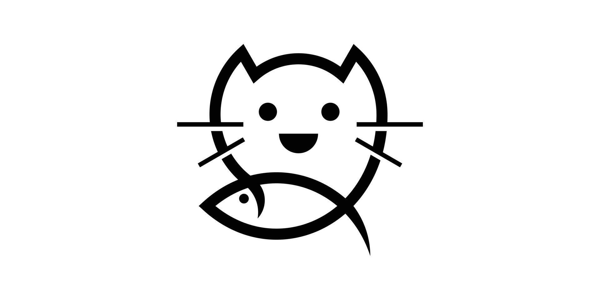 creativo logo design gatto e pesce, carino, animale domestico, logo design modello, icona, simbolo, creativo idea vettore