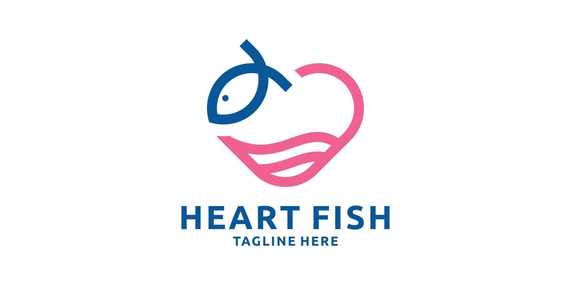logo design creativo focolare pesce, amore, logo design modello, icona, simbolo, creativo idea vettore
