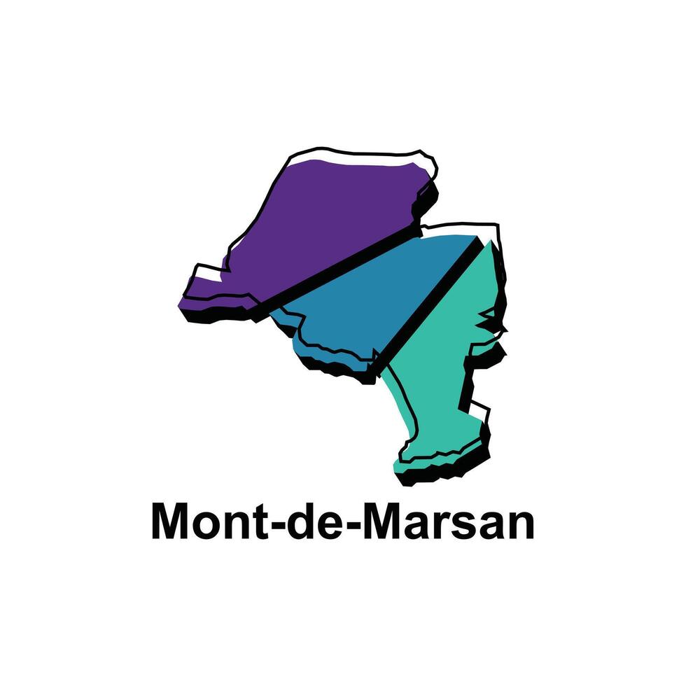 vettore carta geografica di mont de marsan colorato disegno, illustrazione design modello su bianca sfondo