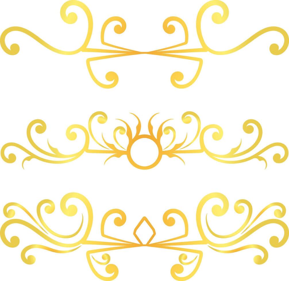 d'oro turbine Linee calligrafia ornamento impostato isolato su bianca sfondo per lusso grafico design vettore