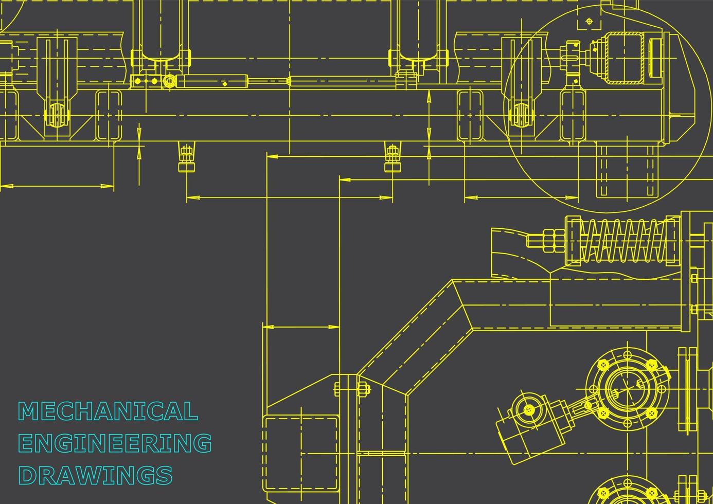 sistemi di progettazione assistita da computer. illustrazioni tecniche, sfondi. disegno di ingegneria meccanica. industria della costruzione di macchine. disegni di fabbricazione di strumenti vettore