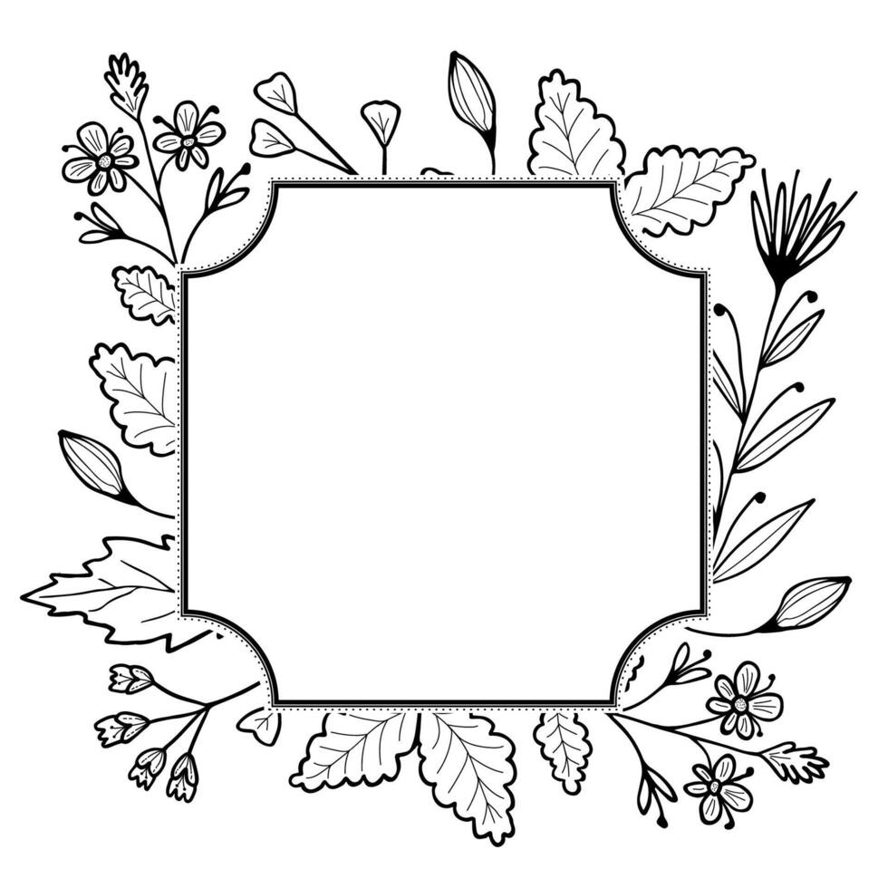 Vintage ▾ fiore telaio isolato su bianca sfondo. disegnato a mano vettore illustrazione.