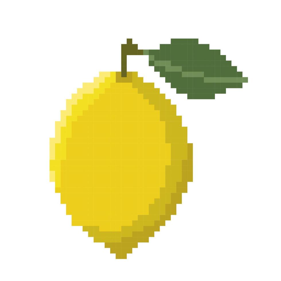 pixel arte frutta Limone isolato su bianca sfondo. vettore