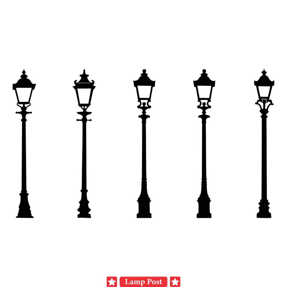 ornamentale strada lanterne decorativo lampada inviare sagome vettore