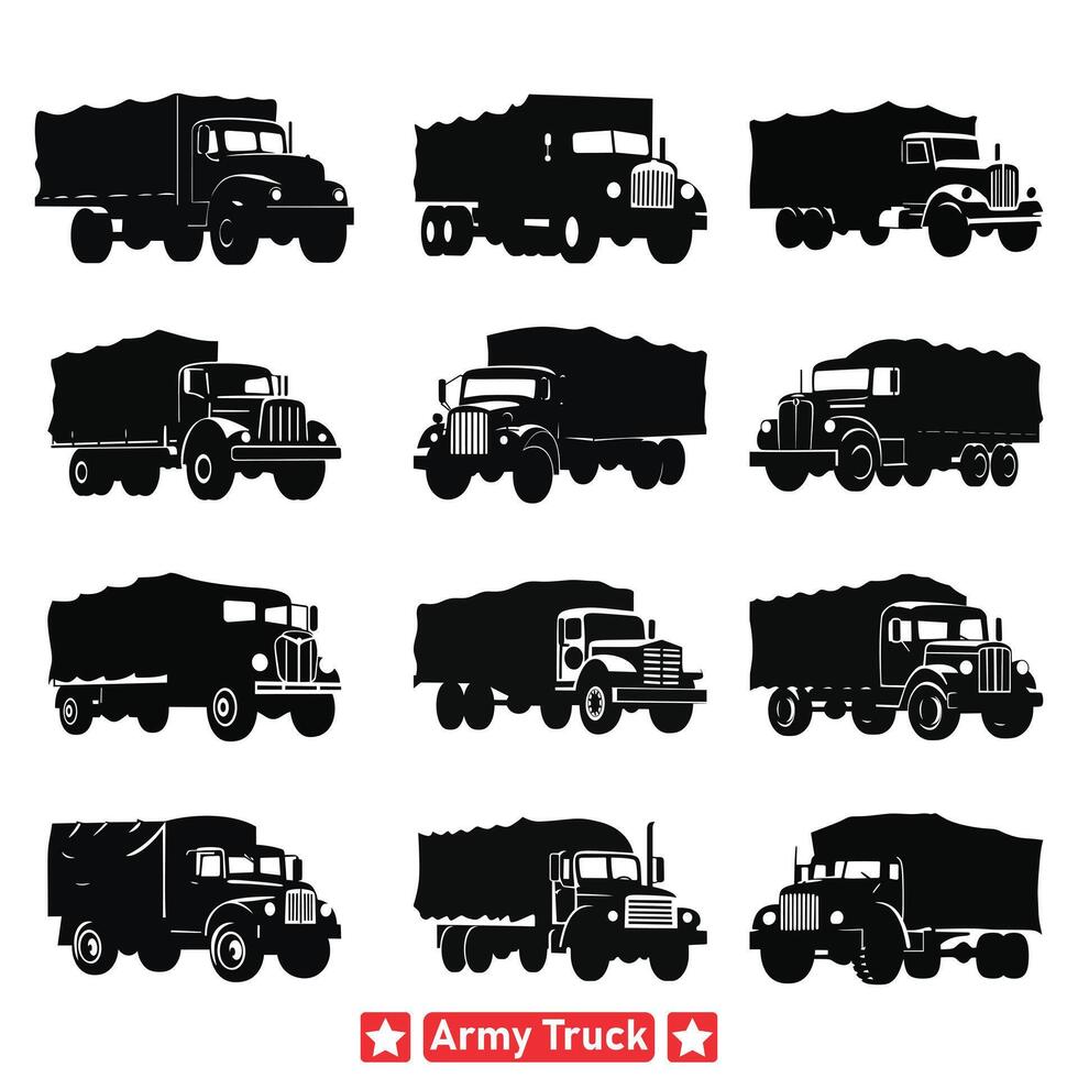 ai generato militare trasporto esercito camion silhouette vettore