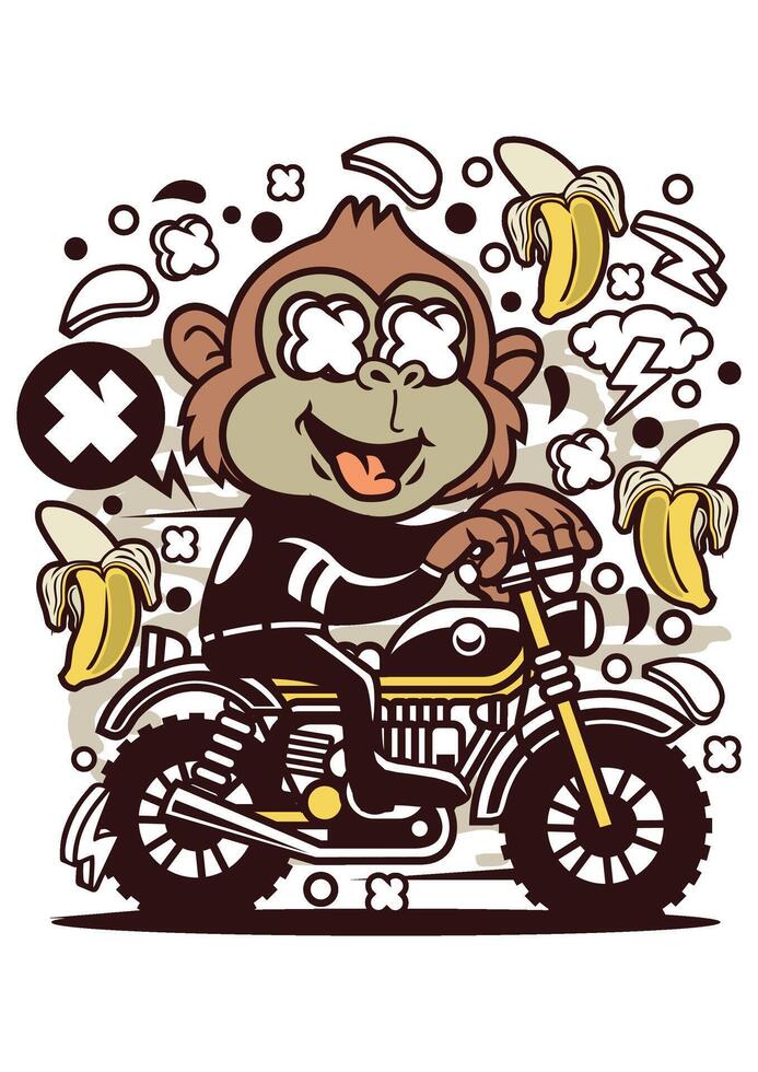 scimmia motocrossista arte vettore