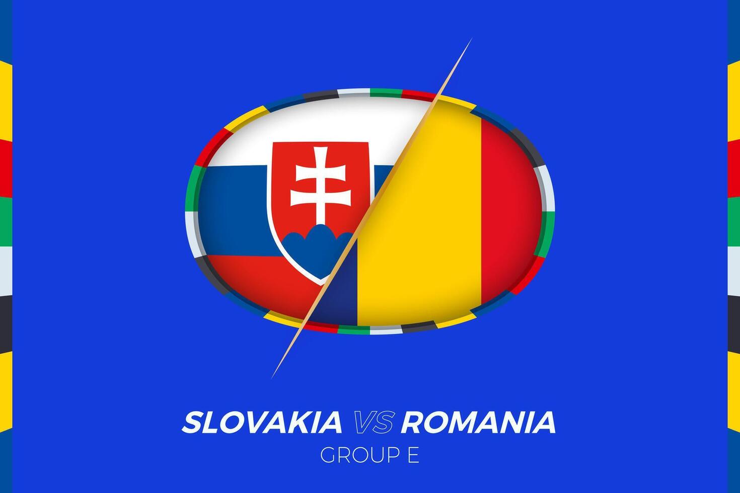 slovacchia vs Romania calcio incontro icona per europeo calcio torneo 2024, contro icona su gruppo palcoscenico. vettore