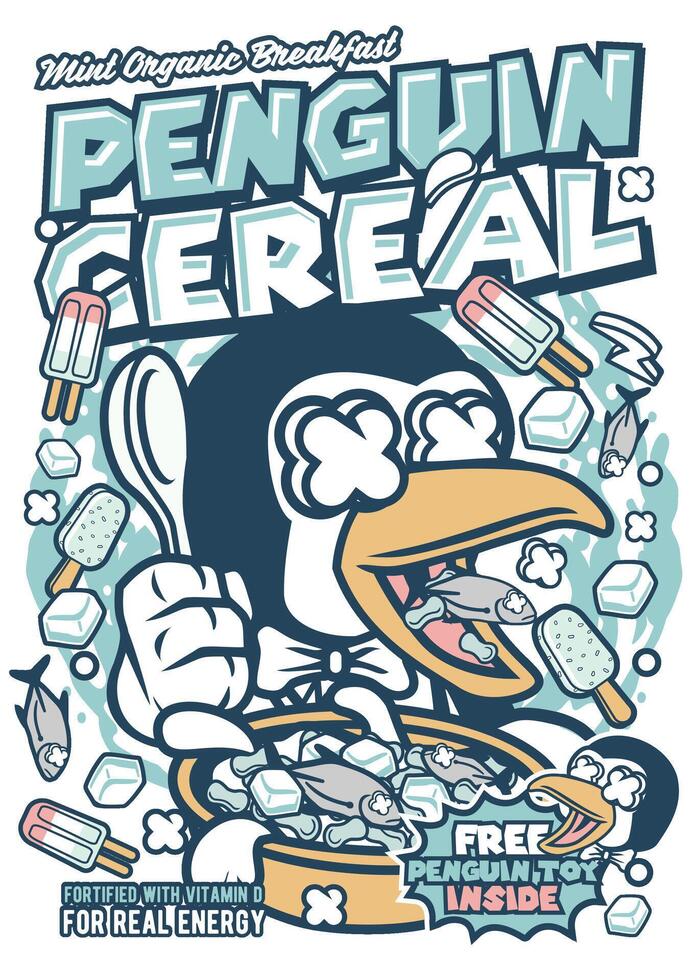scatola di cereali pinguino vettore