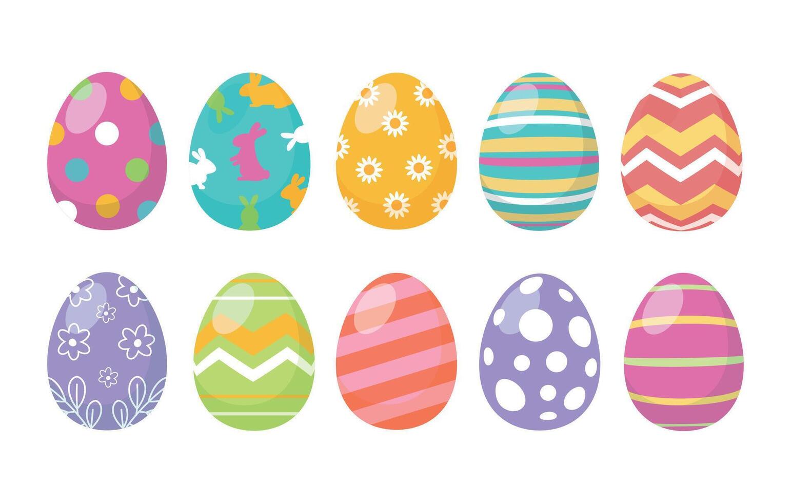 impostato di Pasqua uova isolato su bianca sfondo. vettore illustrazione.