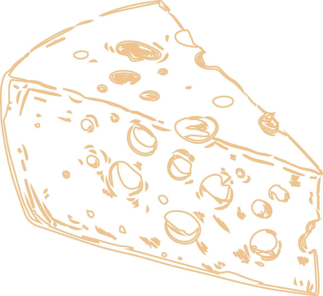 pezzo di formaggio disegno scarabocchio cibo design. vettore