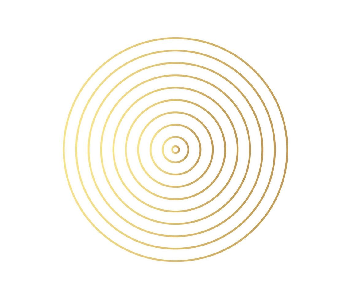 elemento cerchio concentrico. anello color oro lussuoso. illustrazione vettoriale astratta per onda sonora, grafica dorata, decorazione moderna per siti Web, poster, banner, modello eps10 vettoriale
