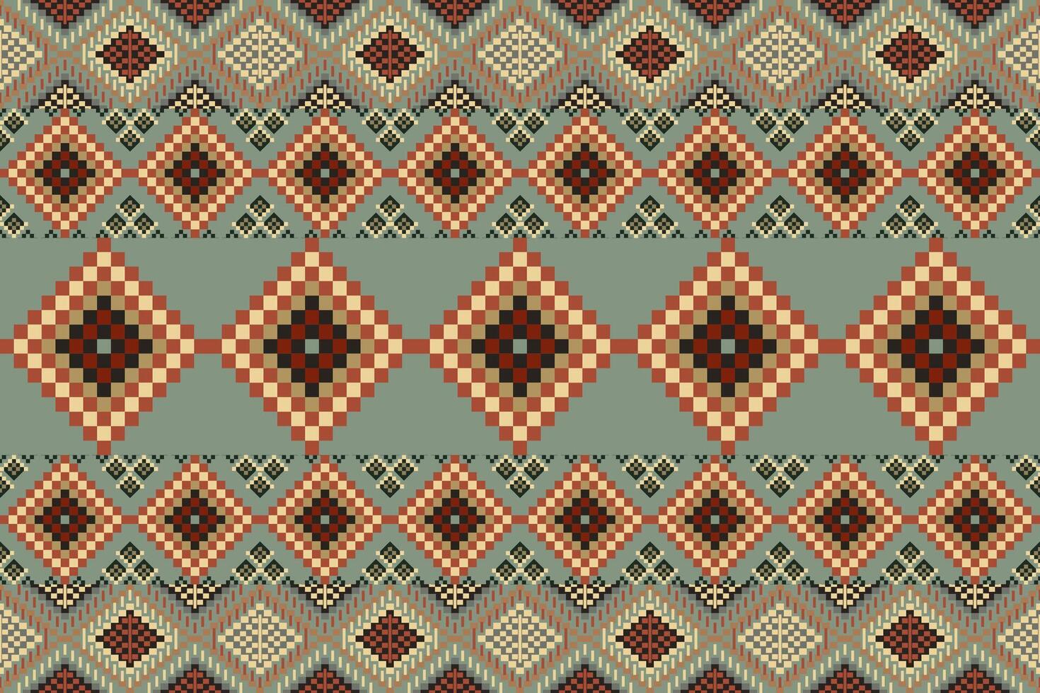 navajo tribale vettore senza soluzione di continuità modello. nativo americano ornamento. etnico Sud occidentale arredamento stile. boho geometrico ornamento. pixel senza soluzione di continuità modello. messicano lenzuolo, tappeto. intrecciata tappeto illustrazione.