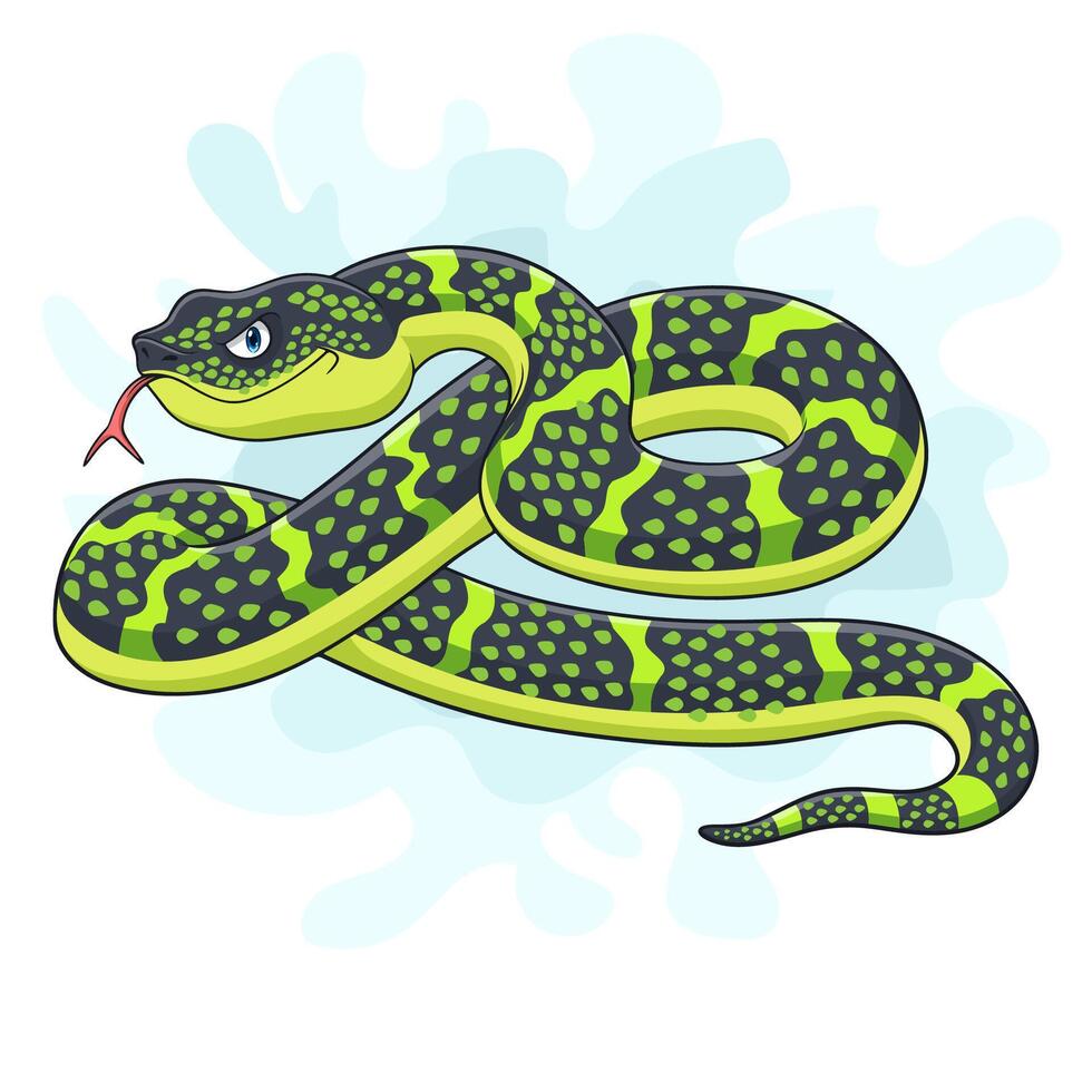 cartone animato wagler serpente su bianca sfondo vettore