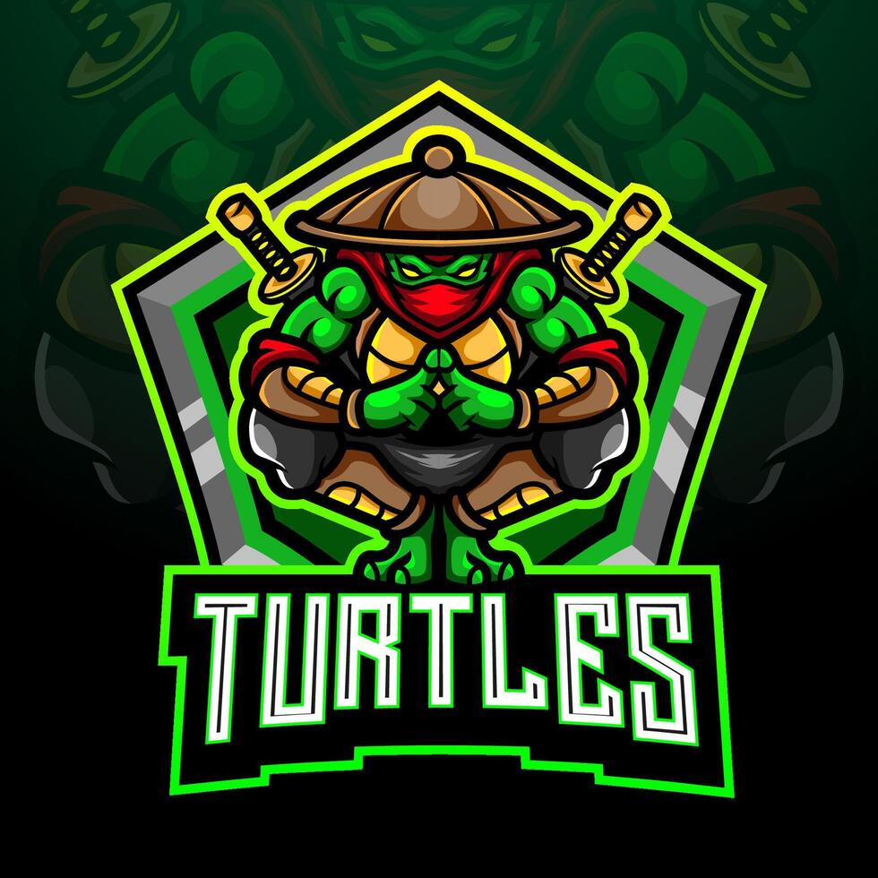 tartaruga mascotte. esport logo distintivo vettore