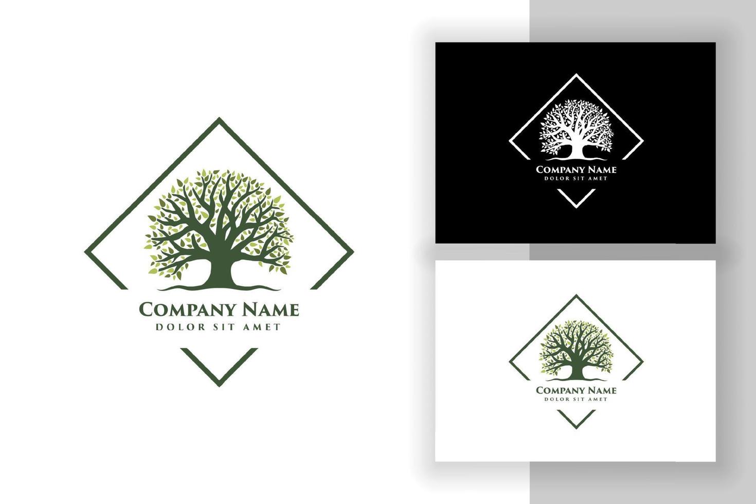 modello di progettazione di logo di illustrazione vettoriale di albero di quercia. disegni astratti del logo dell'albero vibrante