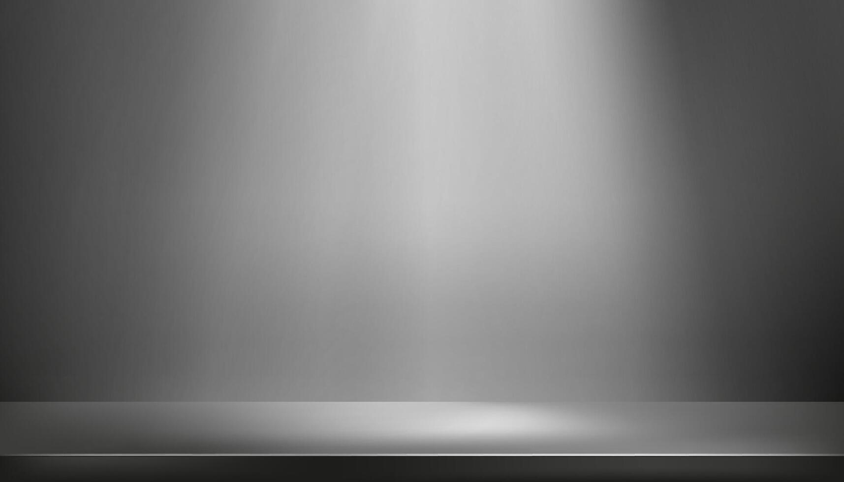 grigio studio camera con individuare leggero su metallico inossidabile acciaio contatore superiore, fondale metallo mensola struttura con leggero riflettere,vettore Schermo modello di tavolo sopra, cucina alluminio contatore grigio scrivania superficie vettore