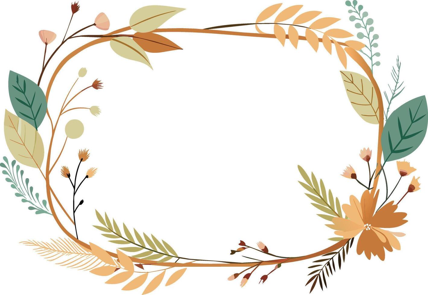 telaio circolare con fiori e foglie isolato icona vettore illustrazione