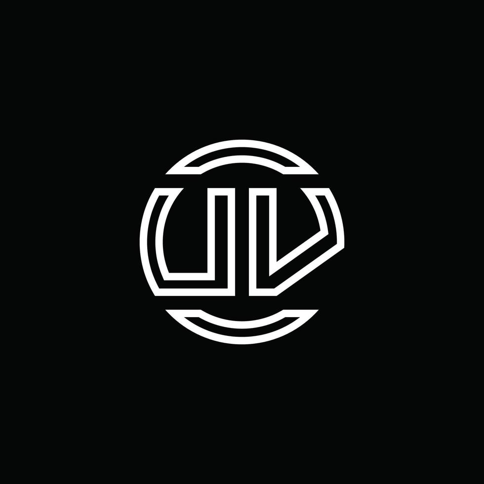 monogramma logo uv con modello di design arrotondato cerchio spazio negativo vettore