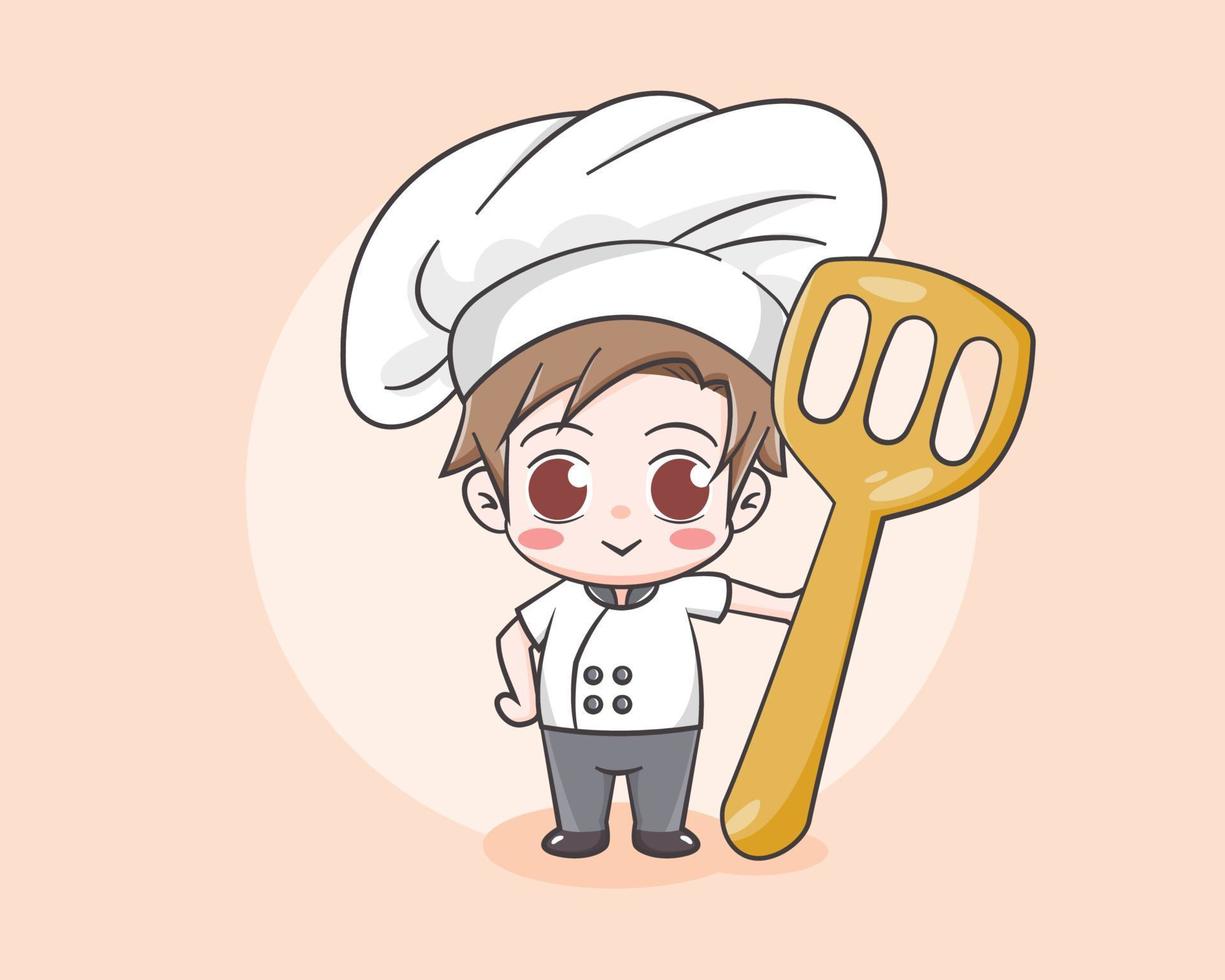 simpatico personaggio dei cartoni animati del ragazzo chef vettore