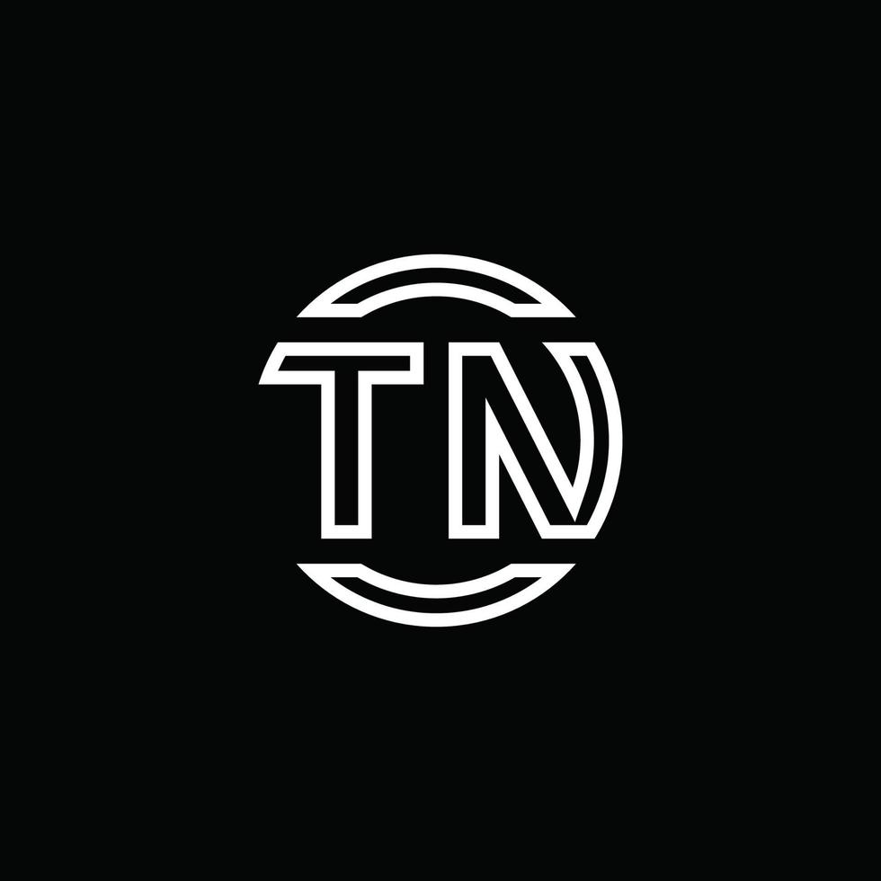 tn logo monogramma con modello di design arrotondato cerchio spazio negativo vettore