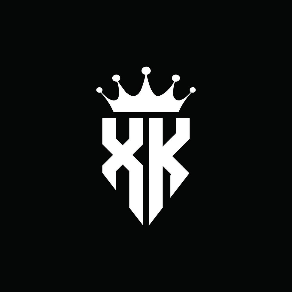 xk logo monogramma stile emblema con modello di design a forma di corona vettore