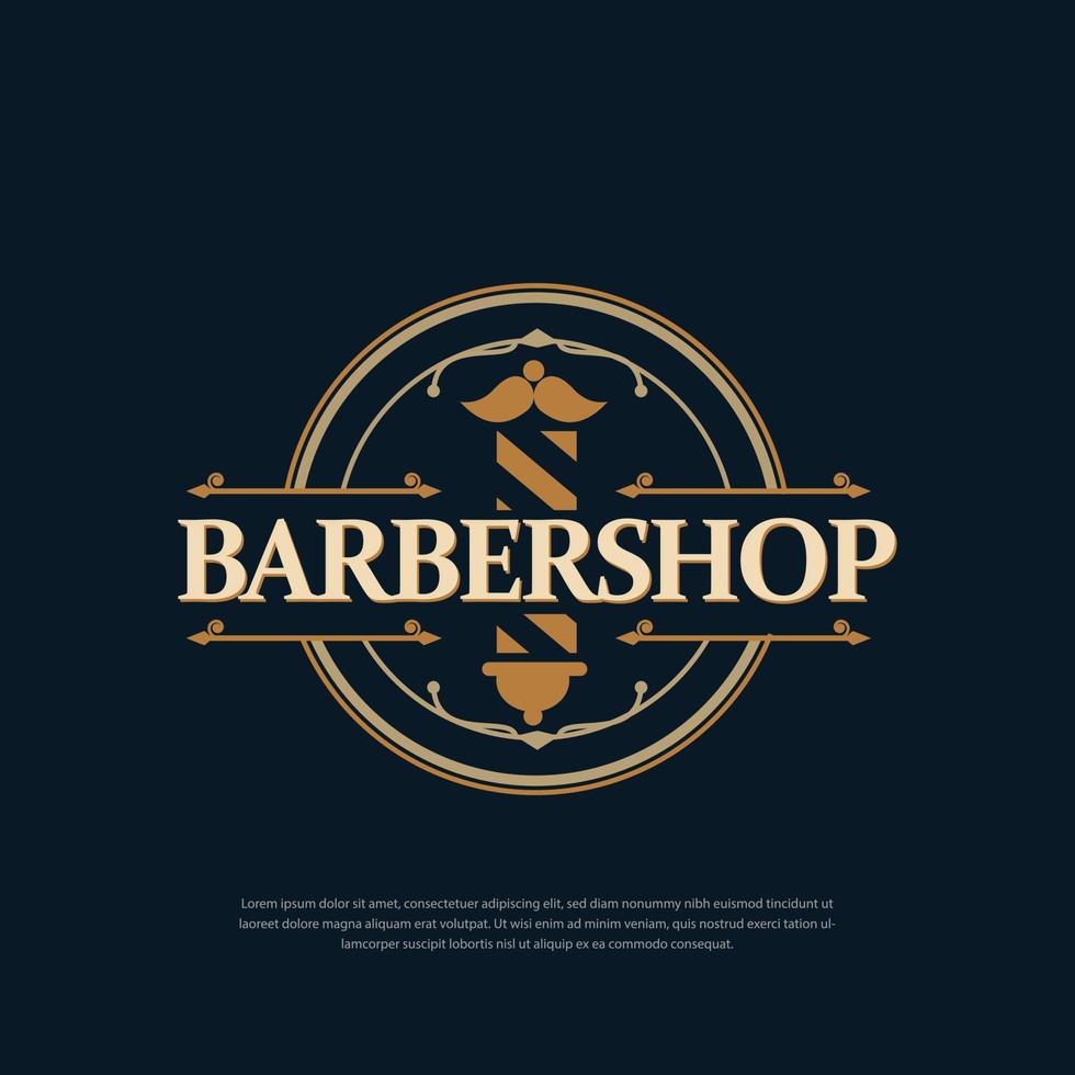 design del logo vintage del barbiere vettore