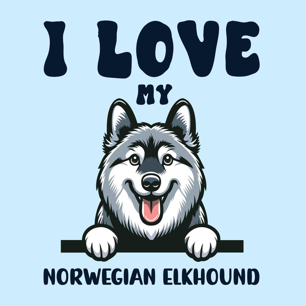 io amore mio norvegese elkhound cane maglietta design vettore