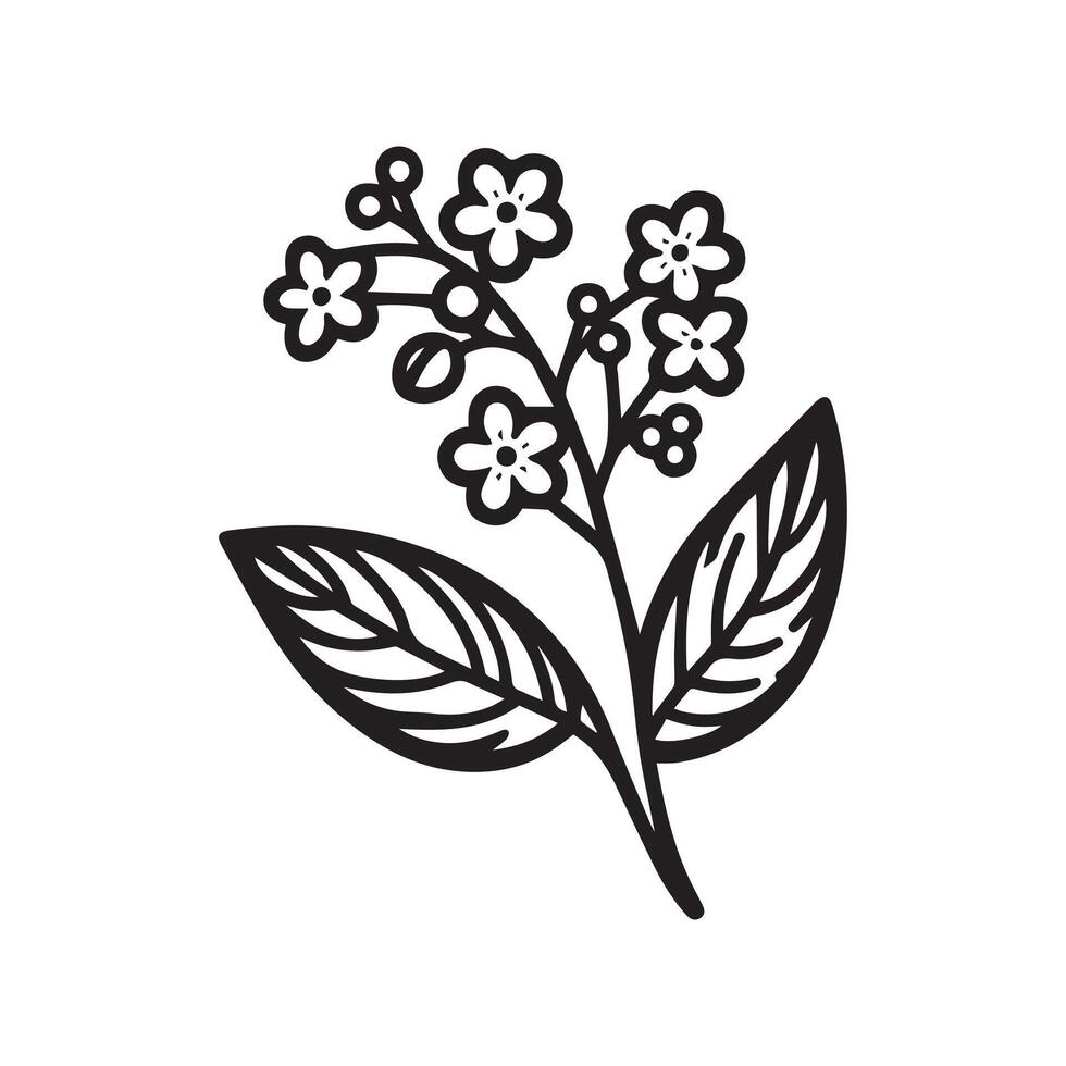 ai generato scorpione erbe fiore silhouette nero e bianca illustrazione vettore