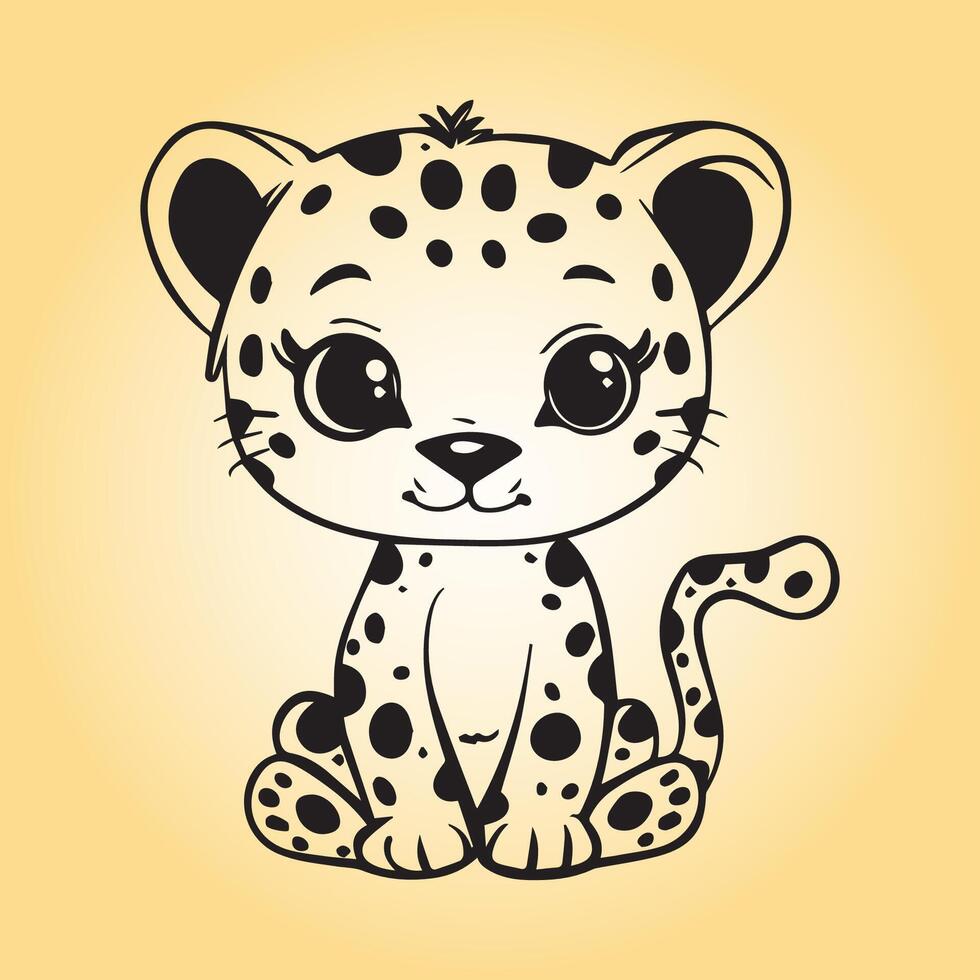 ai generato leopardo è un' seduta vettore illustrazione nel nero e bianca