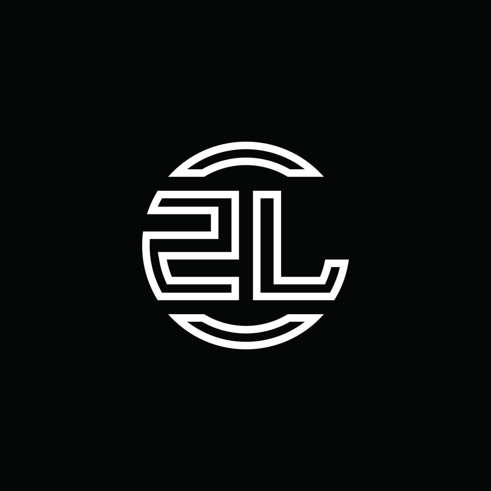 zl logo monogramma con modello di design arrotondato cerchio spazio negativo vettore