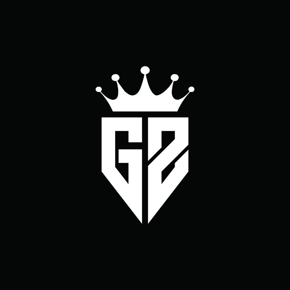gz logo monogramma stile emblema con modello di design a forma di corona vettore