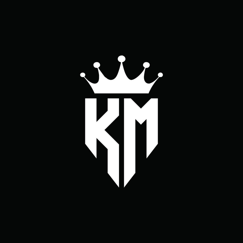 km logo monogramma stile emblema con modello di design a forma di corona vettore