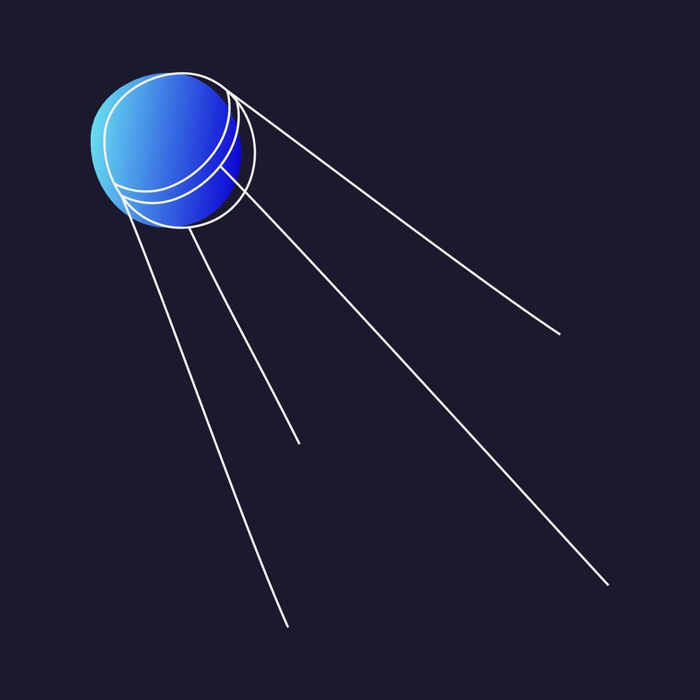un' dettagliato disegno di un' blu spazio satellitare galleggiante nel il cielo. vettore