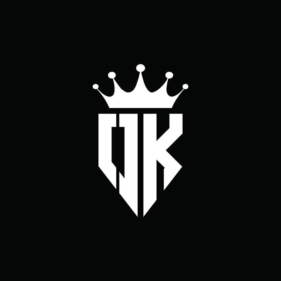 ok logo monogramma stile emblema con modello di design a forma di corona vettore