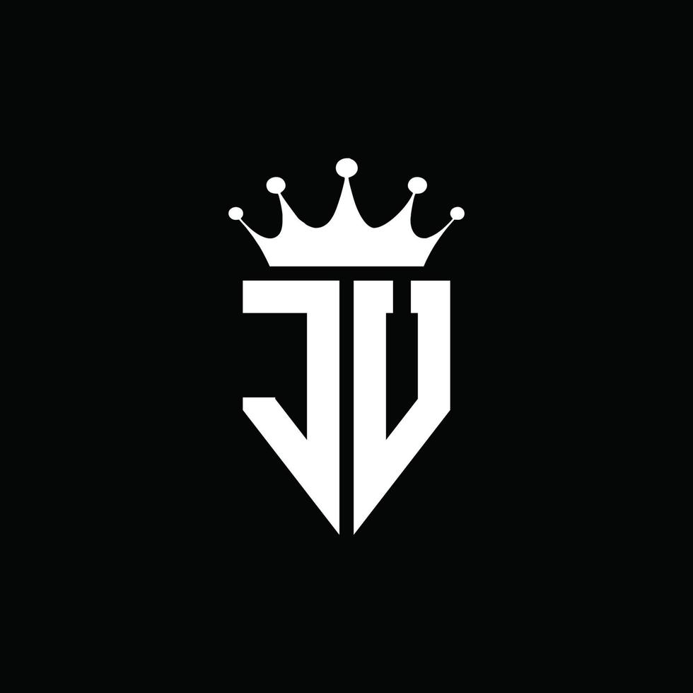 ju logo monogramma stile emblema con modello di design a forma di corona vettore