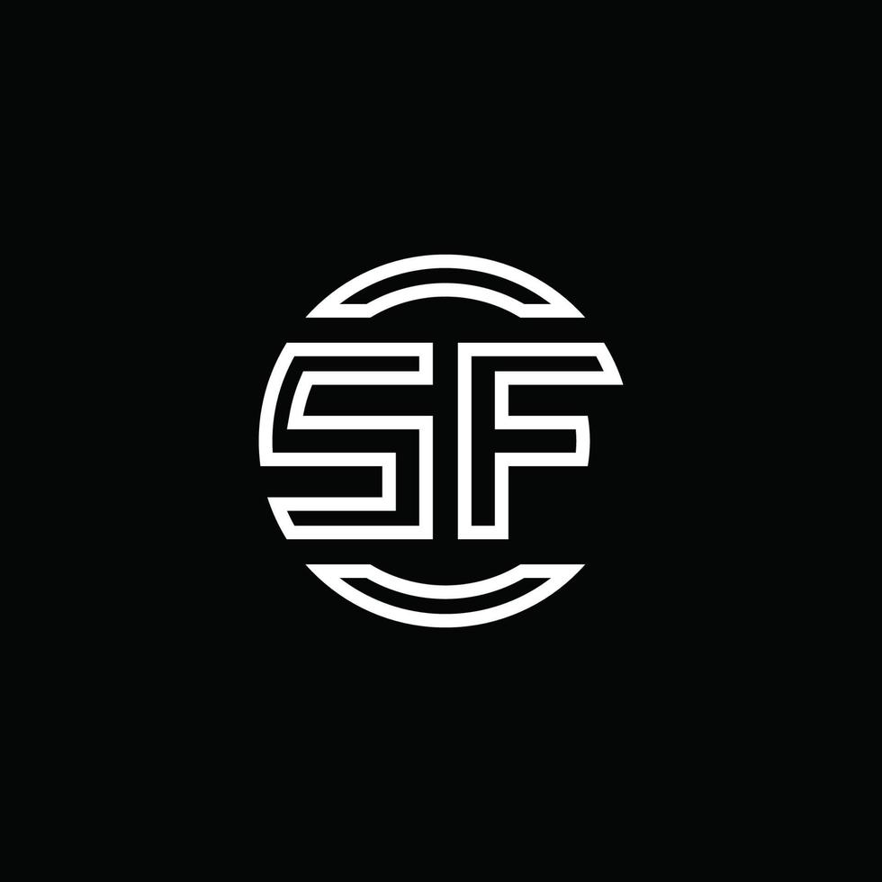 monogramma logo sf con modello di design arrotondato cerchio spazio negativo vettore