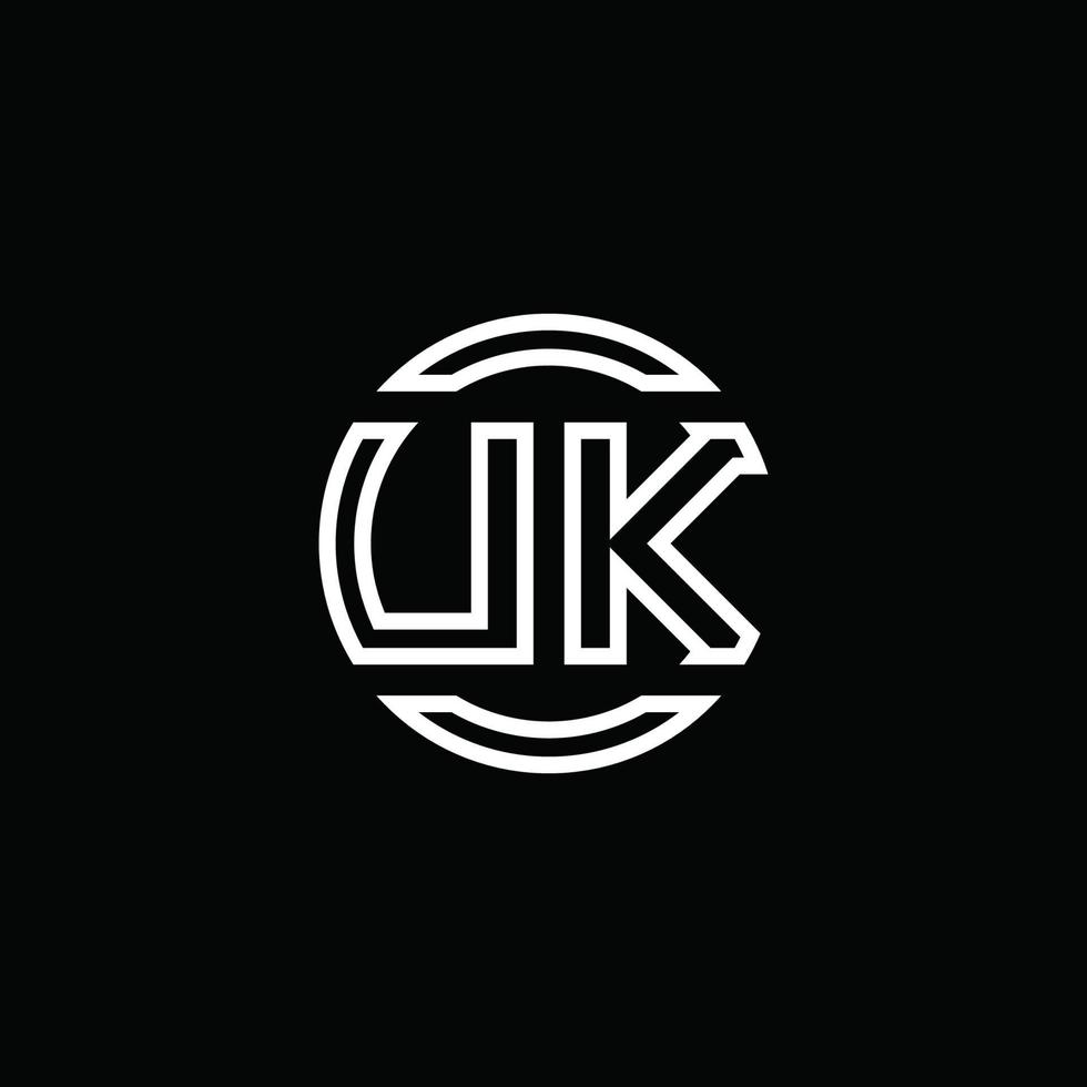 monogramma logo uk con modello di design arrotondato cerchio spazio negativo vettore