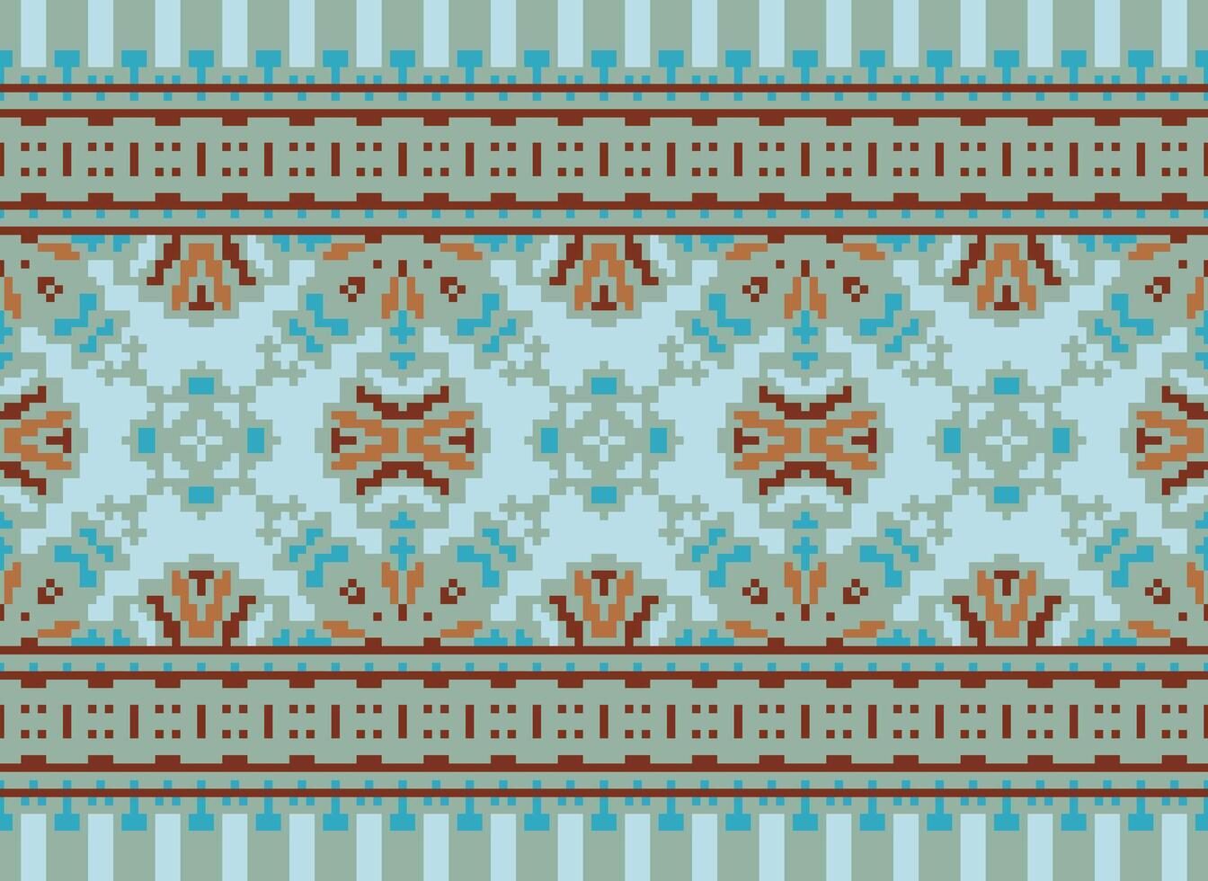 pixel tradizionale etnico modello paisley fiore ikat sfondo astratto azteco africano indonesiano indiano senza soluzione di continuità modello per tessuto Stampa stoffa vestito tappeto le tende e sarong vettore