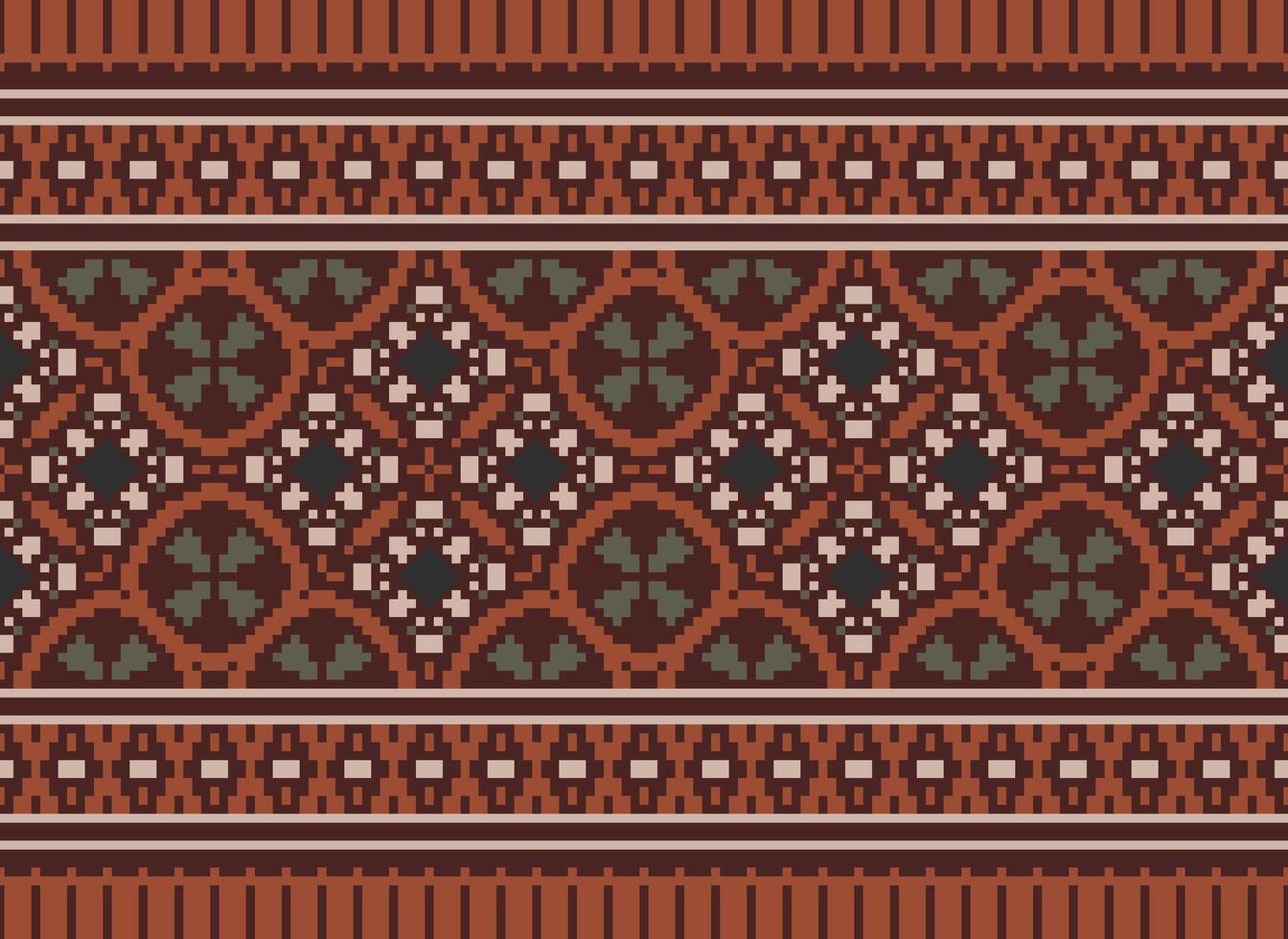 attraversare punto modello con floreale disegni. tradizionale attraversare punto ricamo. geometrico etnico modello, ricamo, tessile ornamento, tessuto, mano cucito modello, culturale Cucitura pixel arte. vettore