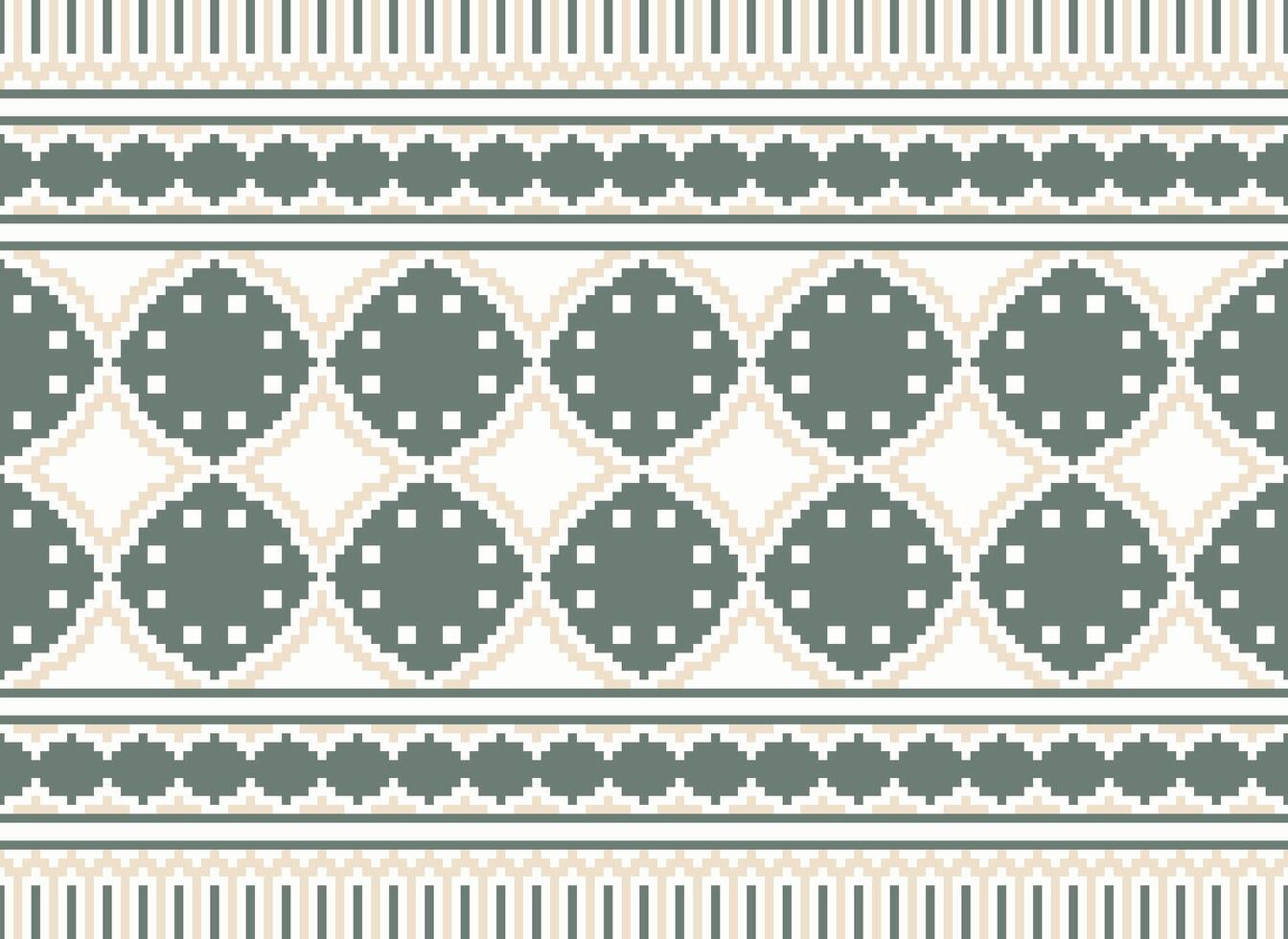 un' floreale pixel arte modello su grigio sfondo.geometrico etnico orientale ricamo vettore illustrazione. pixel stile, astratto sfondo, attraversare punto.design per struttura, tessuto, stoffa, sciarpa, Stampa