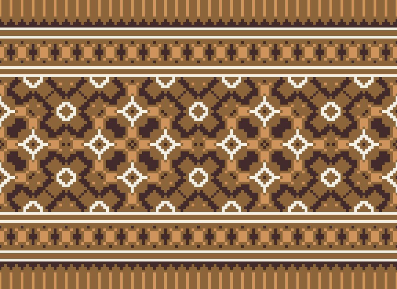 attraversare punto modello con floreale disegni. tradizionale attraversare punto ricamo. geometrico etnico modello, ricamo, tessile ornamento, tessuto, mano cucito modello, culturale Cucitura pixel arte. vettore